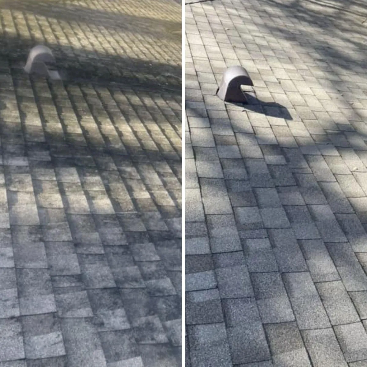 before and after pressure wash chimney