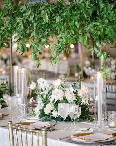 wedding reception smilax vine decor