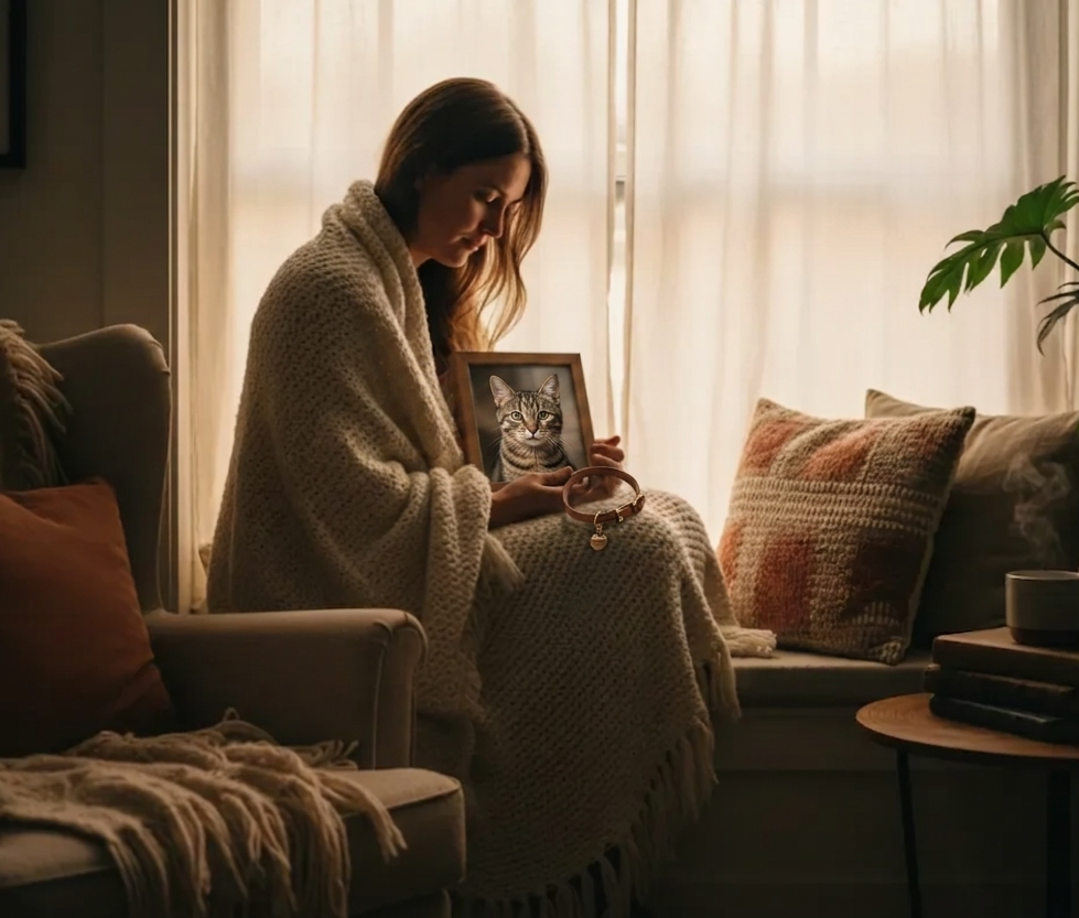 Person comforting a pet illustrating Healing After Pet Loss