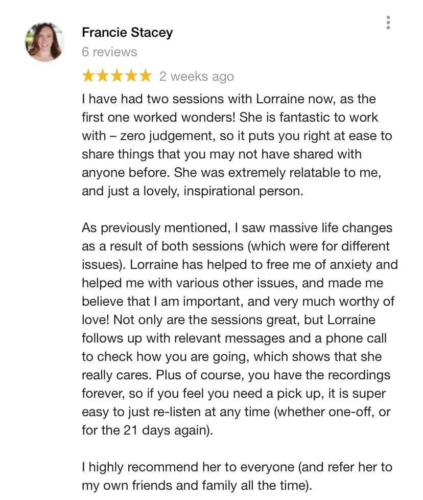 Francie Stacey client google review