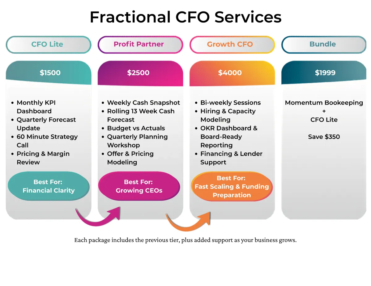 Cash flow planning, budget support, forecasting, monthly financial review meetings, profit strategy