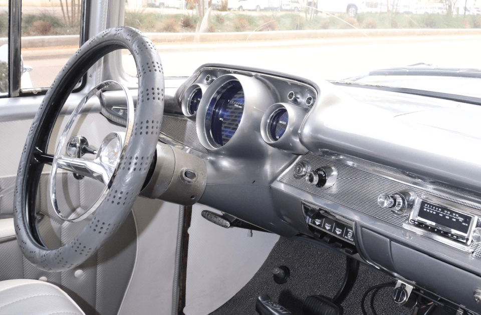 Interior of a luxury sports car dashboard.