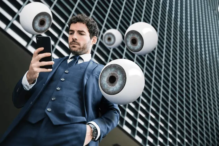 man checking remote cctv feed