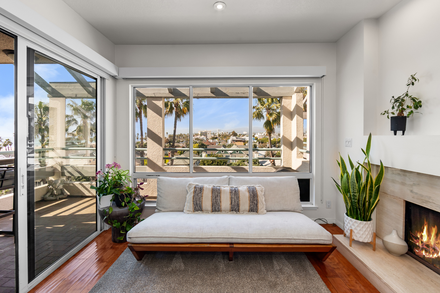 Bright furnished Living Room at 140 Ocean Park in Santa Monica