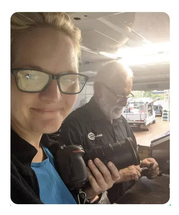 Ellie Clare from CLP Advertising photographing a local business owner for content marketing visuals in Western Australia.