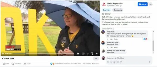 Screen shot of the social media post by 7News, Photo of Ellie Clare owner of CLP Advertising.