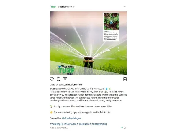 Screenshot of a LinkedIn post with a woman pointing to a large invoice graphic on a pastel background, including CLP creator credit.