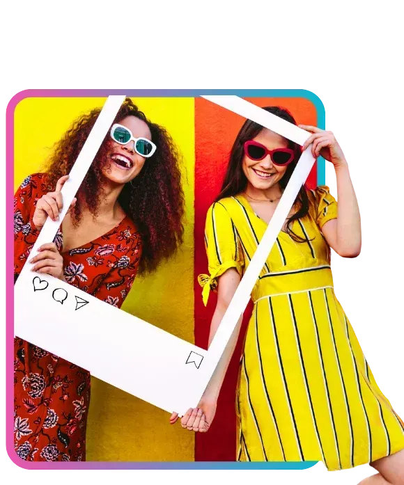 Break out Photo of two girls holding in instagram frame