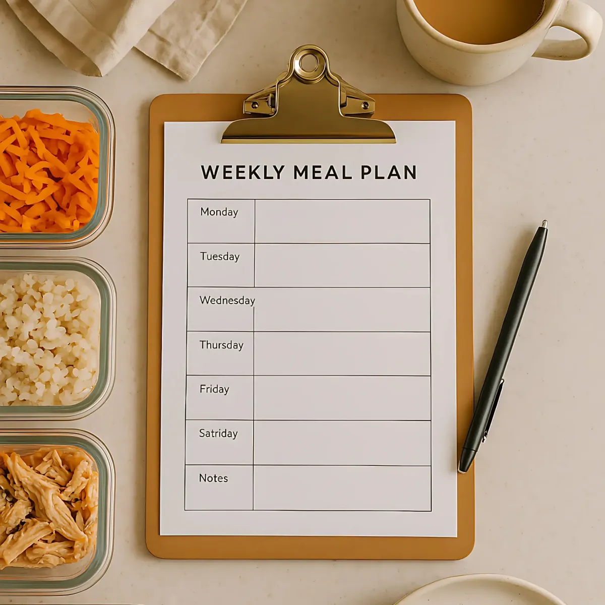Free printable meal planner template for busy moms to simplify dinner.