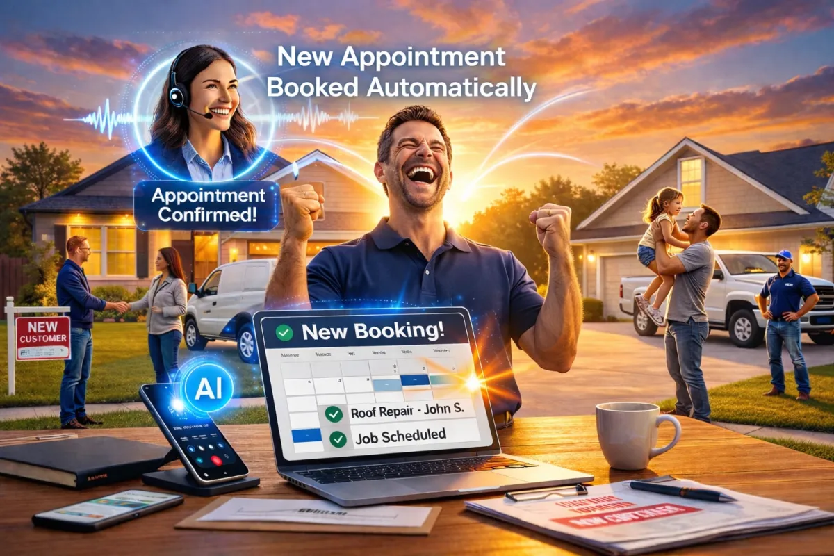 AI receptionist automatically booking customer appointments for a home service business.