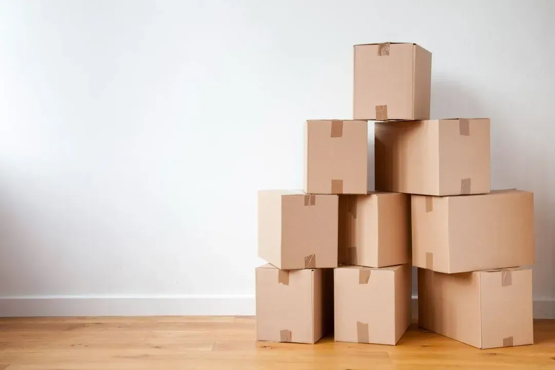 Stack of boxes inside a room