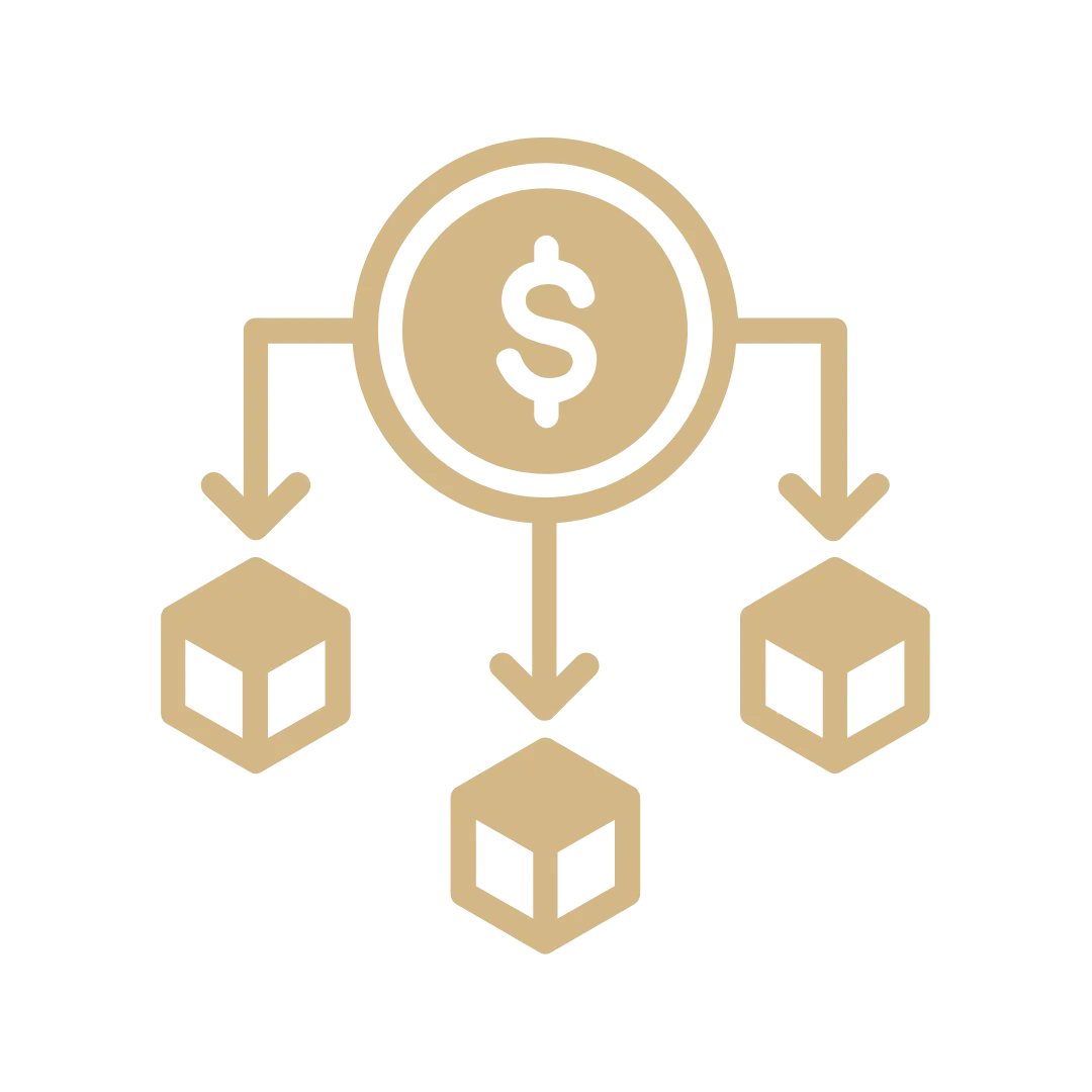 Icon for multi-asset wealth management including real estate, crypto, and stocks