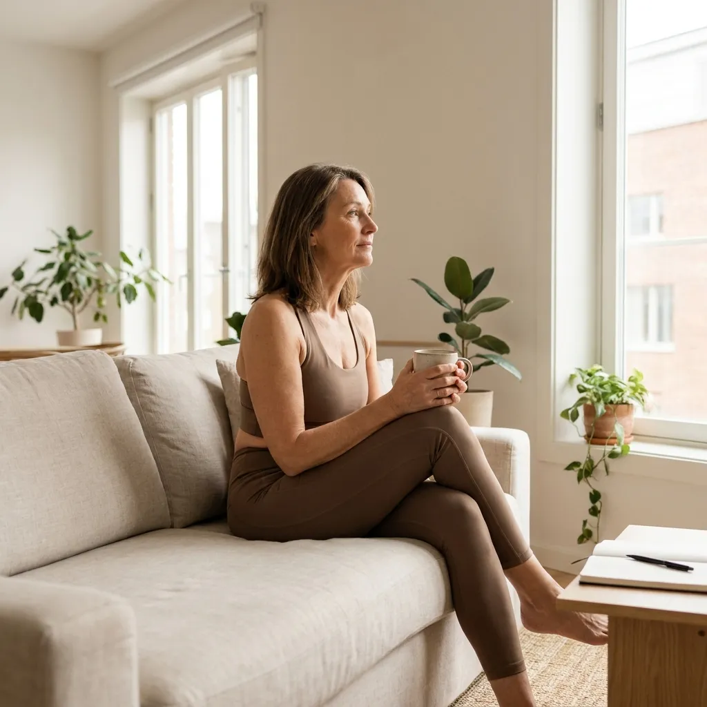 Active adult thoughtfully considering natural options to relieve pain without medication or surgery