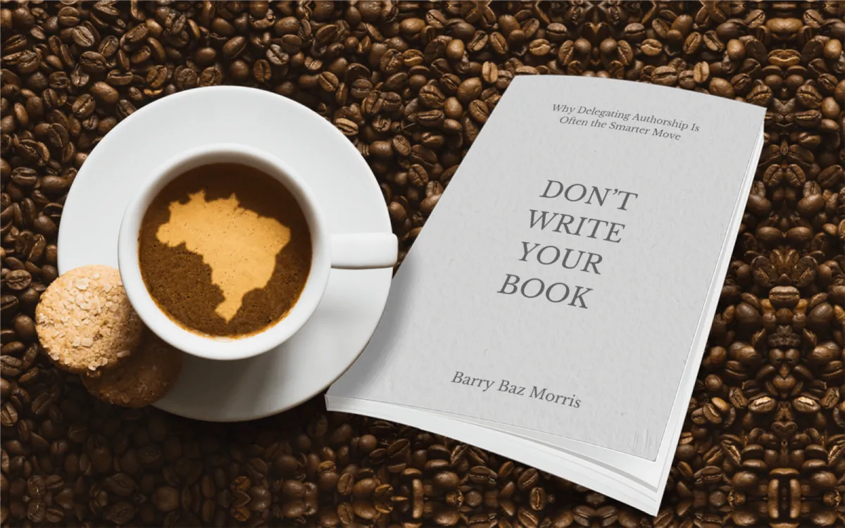 Soft cover book with coffee cup