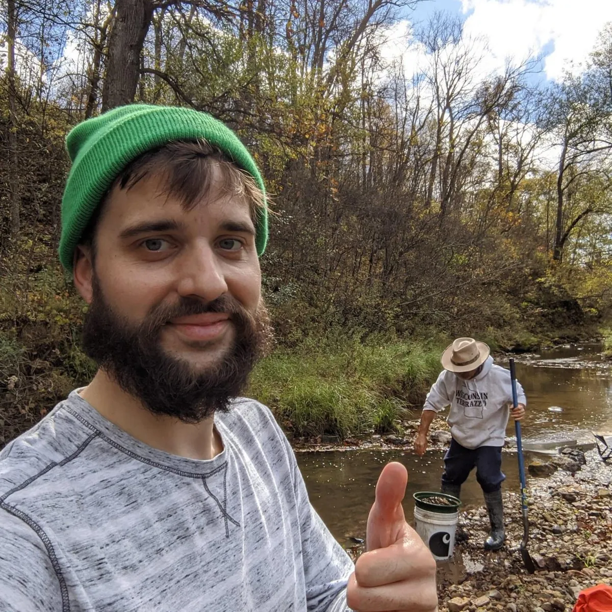 jeremy pagel in Wisconsin panning for gold with his father prospector james in 2019