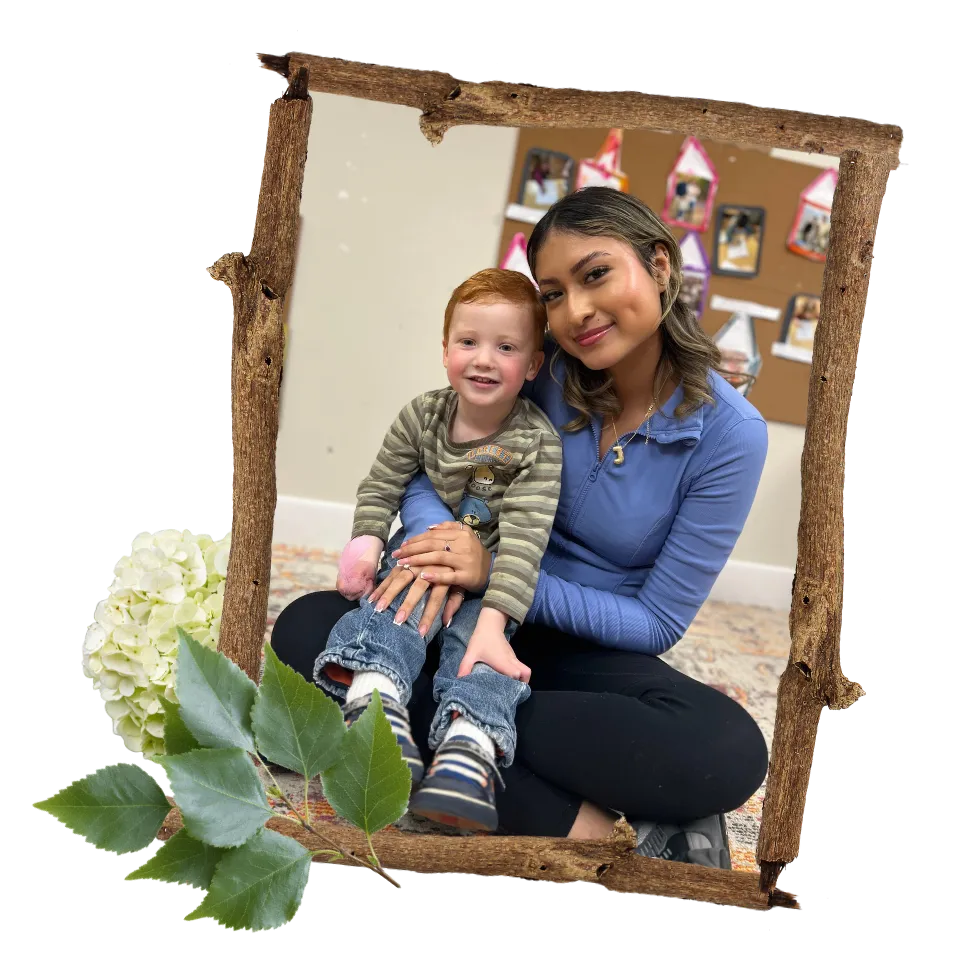 childcare staff with child