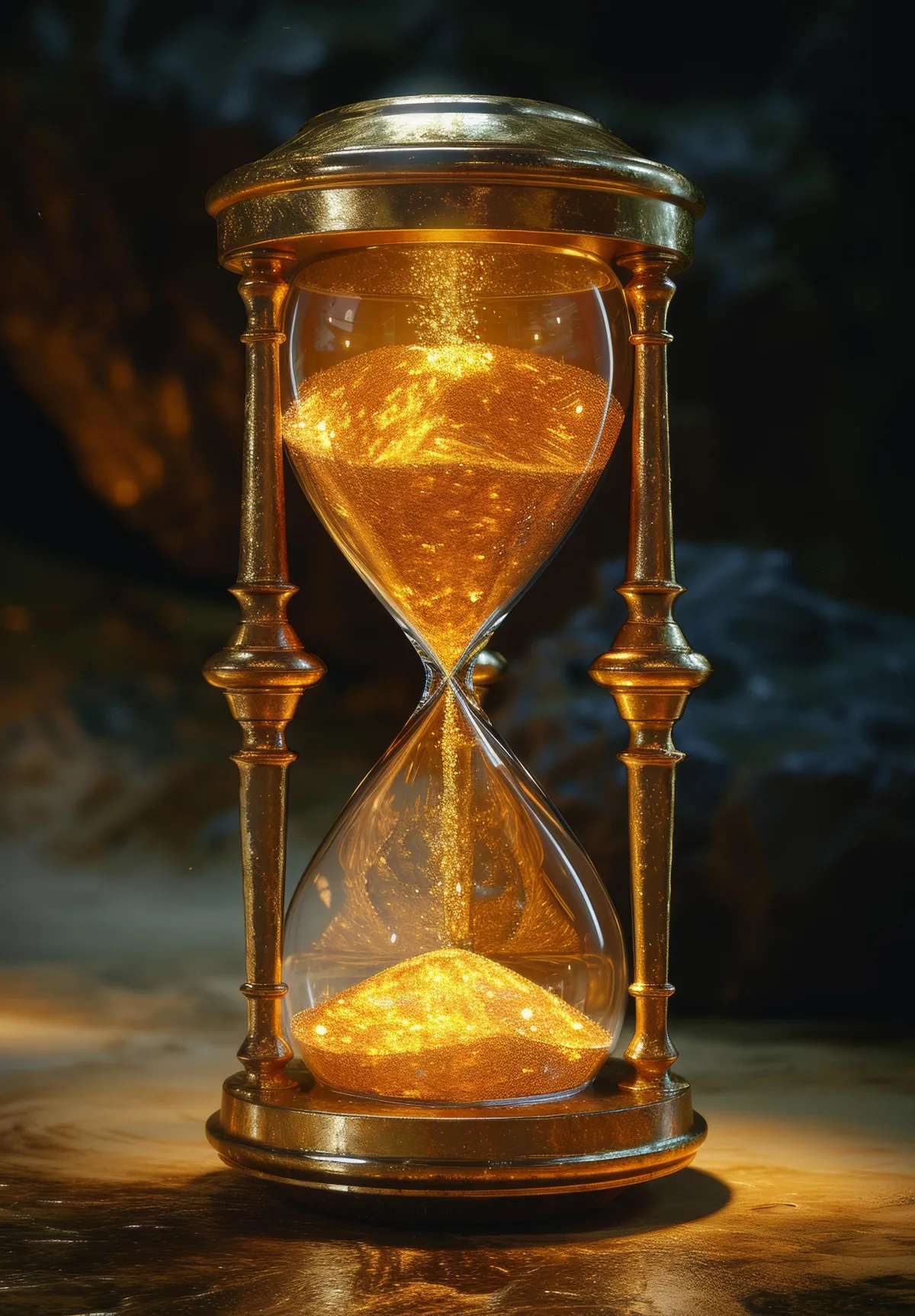 gold hourglass with time running out