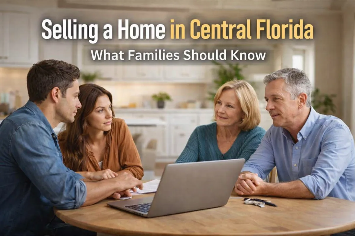 Central Florida family discussing selling their home with real estate guidance at a kitchen table