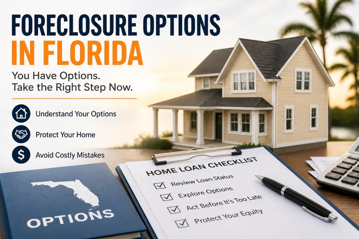 foreclosure options in Florida with home and loan checklist concept