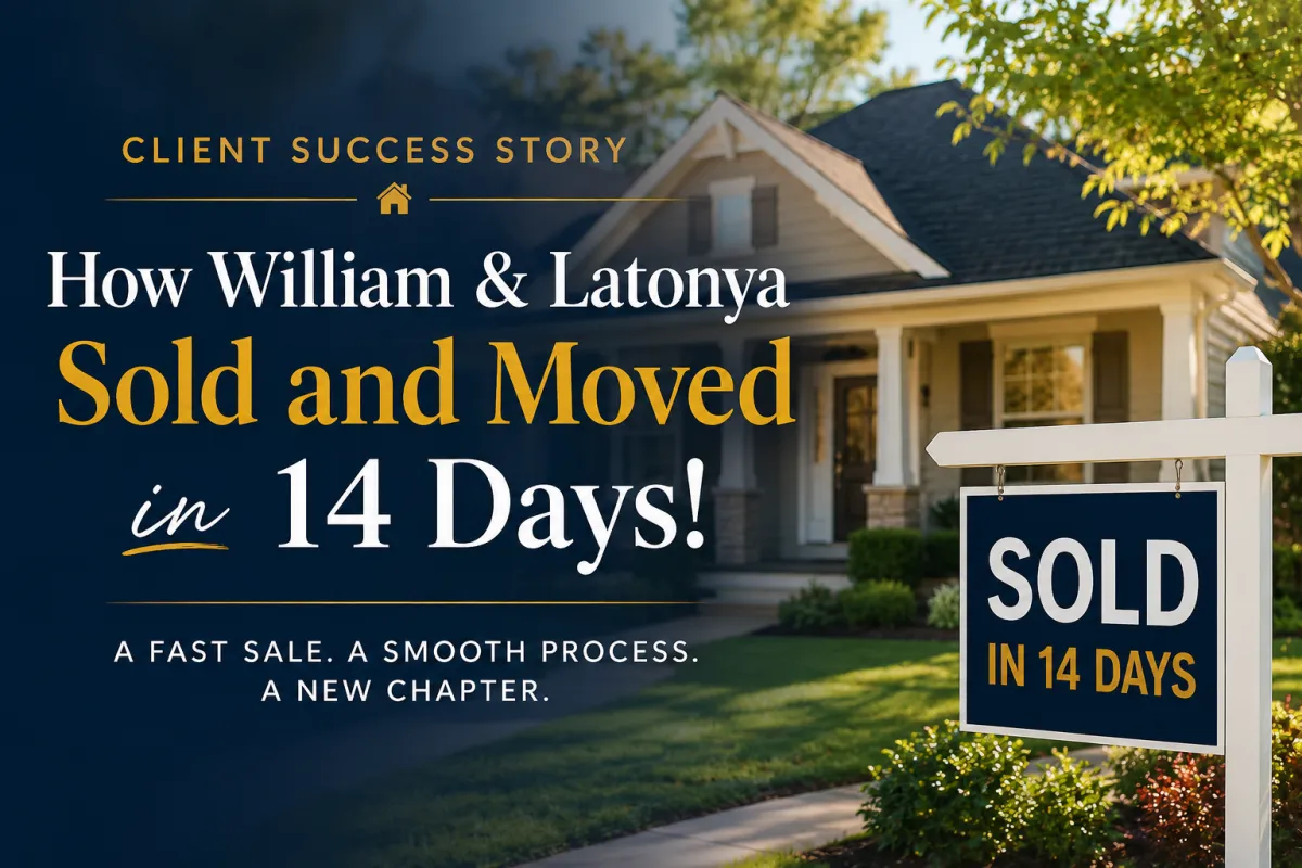 Central Florida home seller success story featuring a sold sign and William and Latonya's 14-day sale and move.