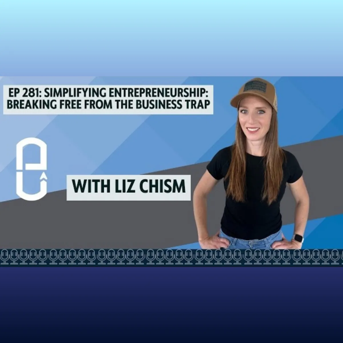 Podcast episode graphic featuring Liz Chism and host Logan Shinholser. The text on the image reads “Get Your Time Back” and “Episode #444.” Both are speaking into microphones against a dark background with an orange border.