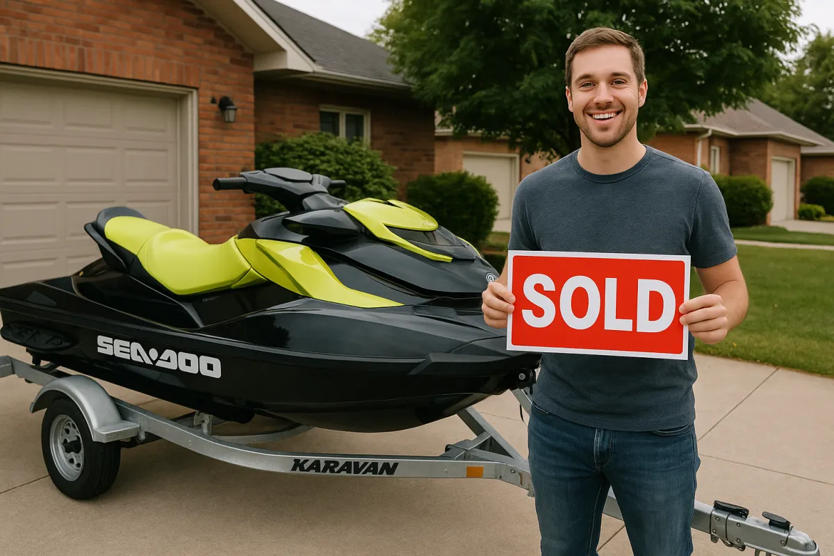 Happy customer purchases jet ski