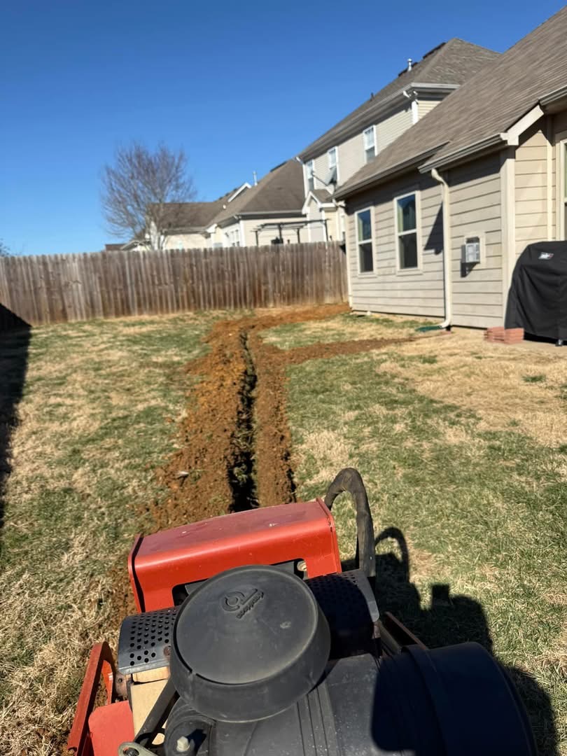 Backyard irrigation installation trenching Spring Hill TN - professional sprinkler system