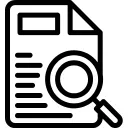 Document and magnifying glass icon representing SEO-optimised content for improved search engine visibility.