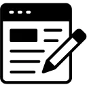 Content and pencil icon symbolising compelling marketing copy to attract and convert online audiences.