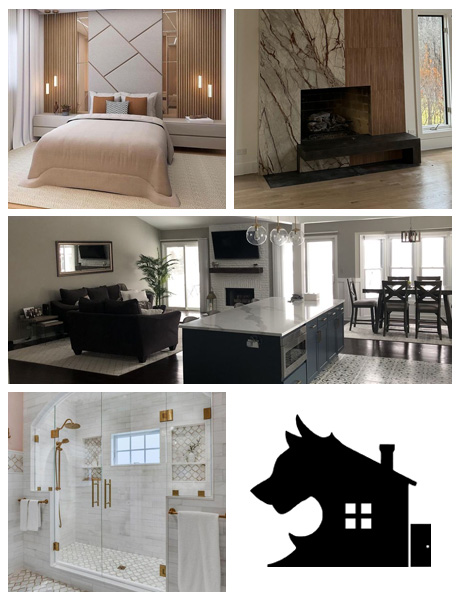 Photo collage of completed home remodeling projects by Alpha House Construct