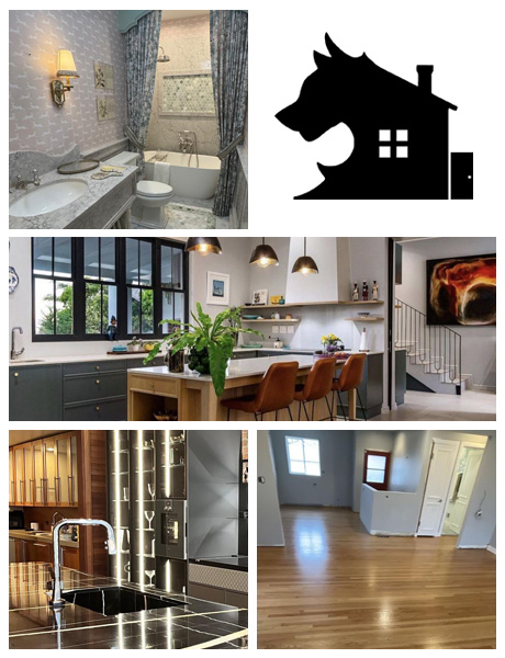 Photo collage of completed home remodeling projects by Alpha House Construct