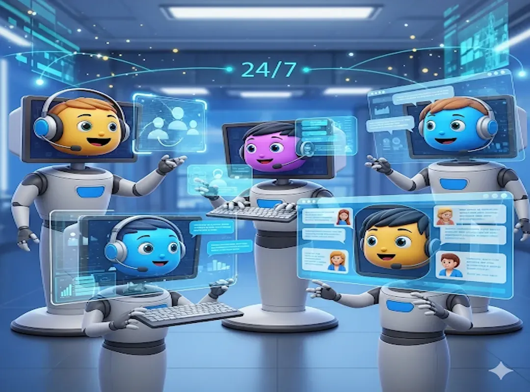 Team of AI chatbots providing 24x7 supprort