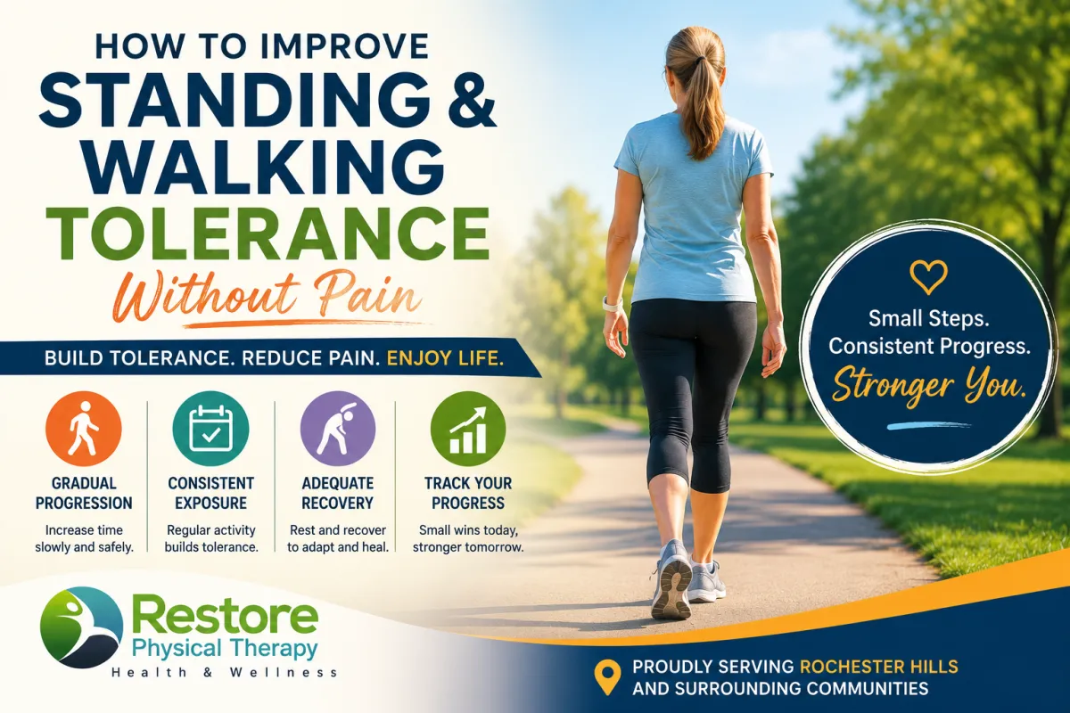 How to Improve Standing and Walking Tolerance Without Pain | Rochester Hills Physical Therapy