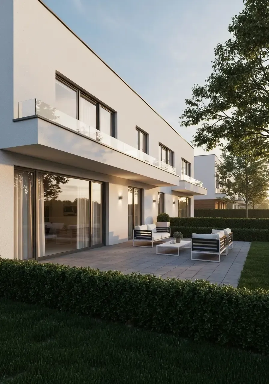 Modern organized polished home with a clean backyard patio