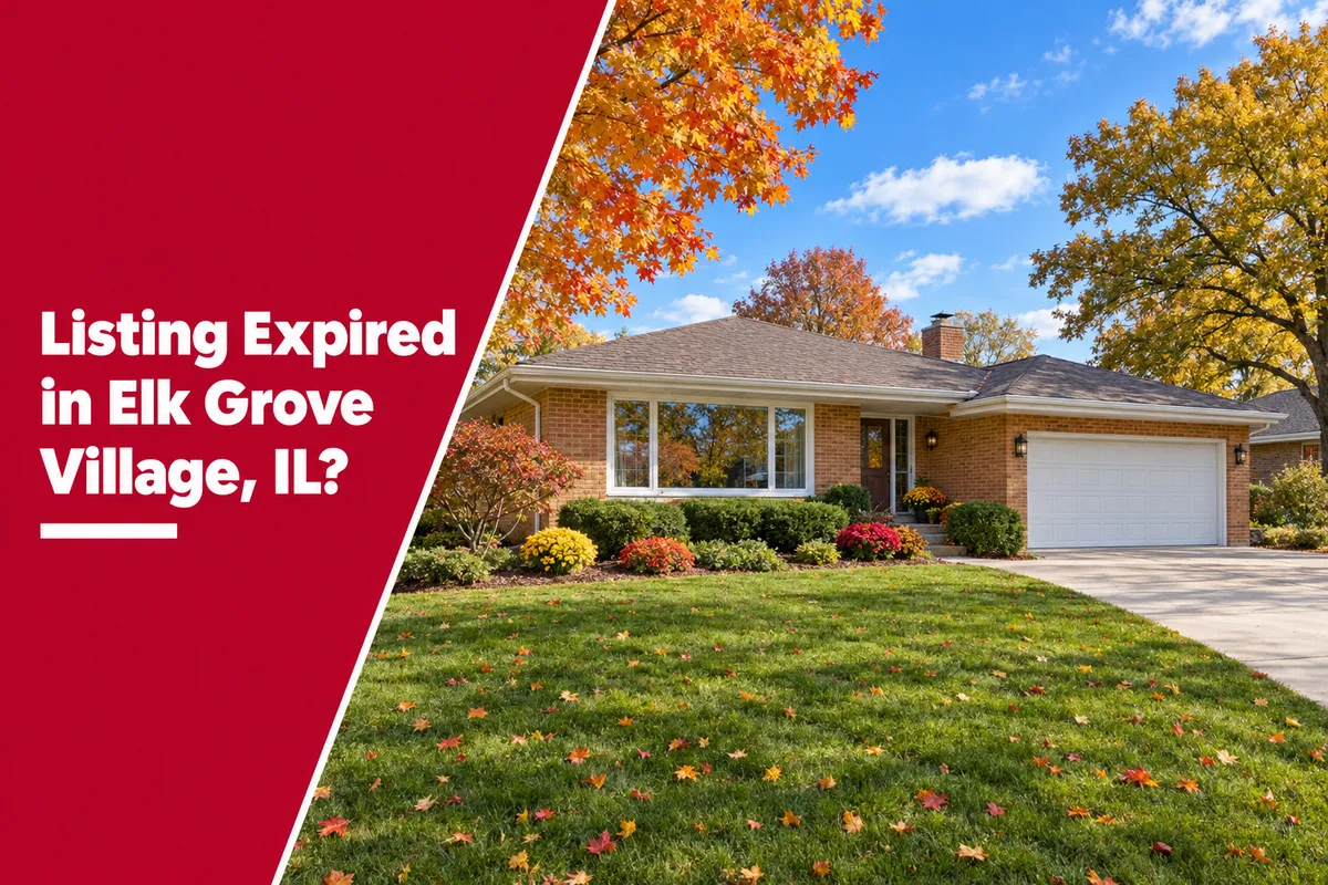 Elk Grove Village, IL brick ranch home on a sunny fall day, illustrating what to do when your listing expired in Elk Grove Village.