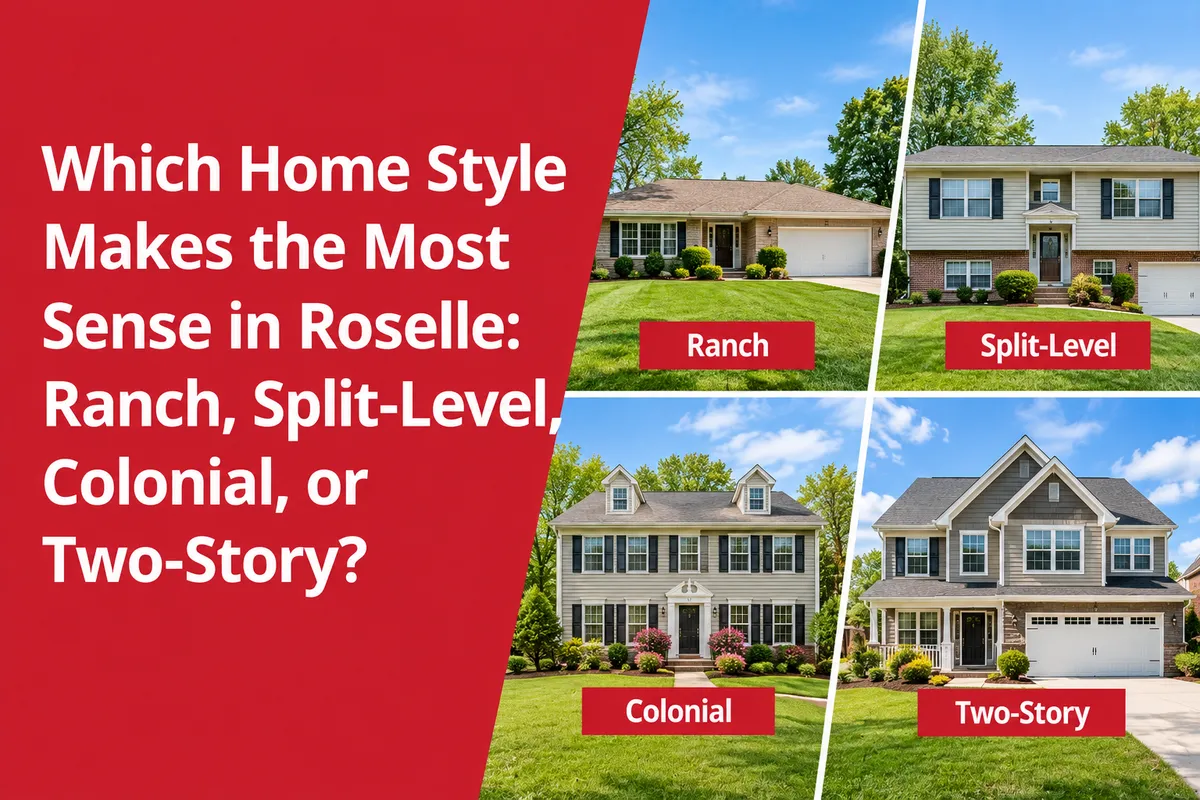 Roselle IL home styles including ranch, split-level, colonial, and two-story homes