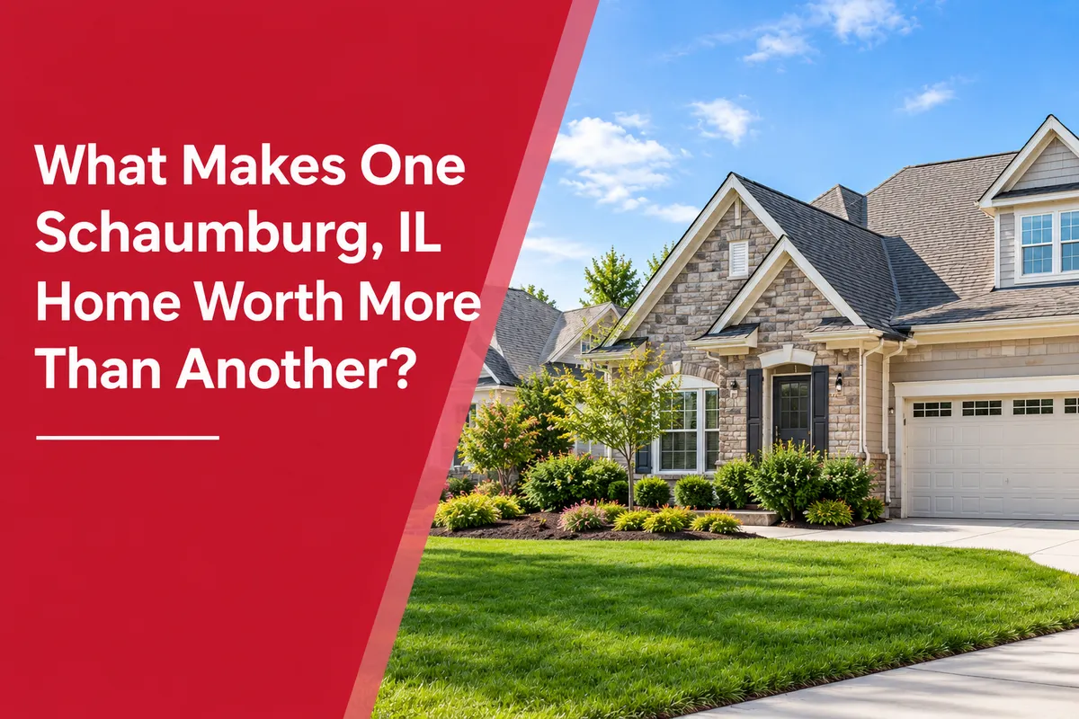 Schaumburg, IL homes showing differences in home style, condition, and neighborhood setting