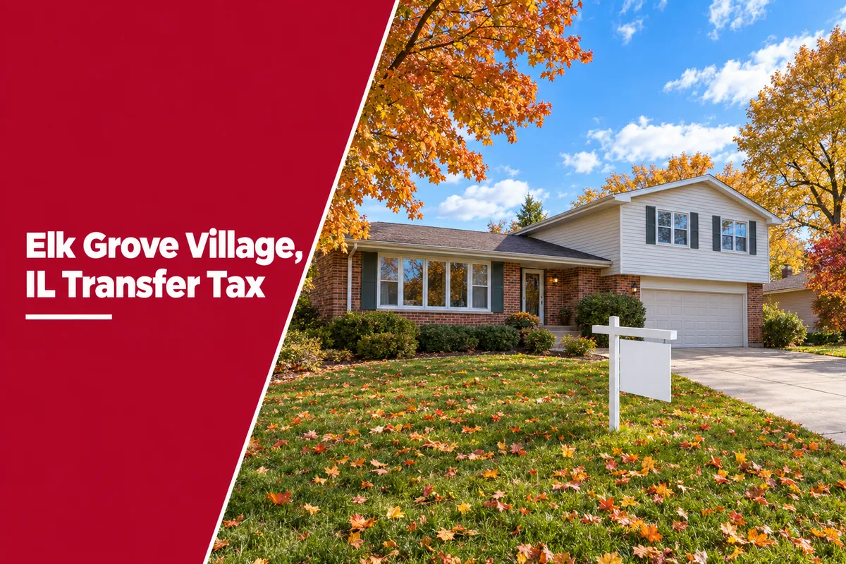 Elk Grove Village, IL split-level home with fall leaves on a sunny day, illustrating what the Elk Grove Village transfer tax costs sellers and who can get a refund.