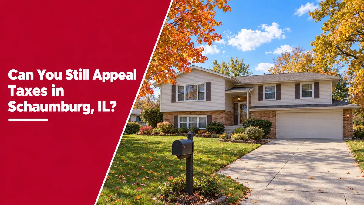 Schaumburg, IL raised ranch home with a curbside mailbox on a sunny fall day, illustrating whether you can still appeal your property taxes in Schaumburg before selling.