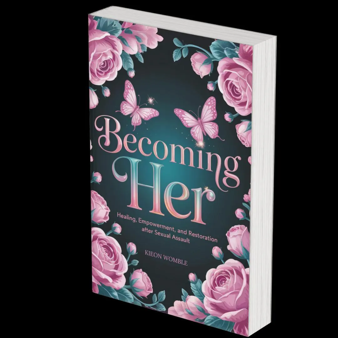 Becoming HER book cover mockup with roses and butterflies