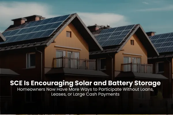 SCE Is Encouraging Solar and Battery Storage. Homeowners Now Have More Ways to Participate Without Loans, Leases, or Large Cash Payments