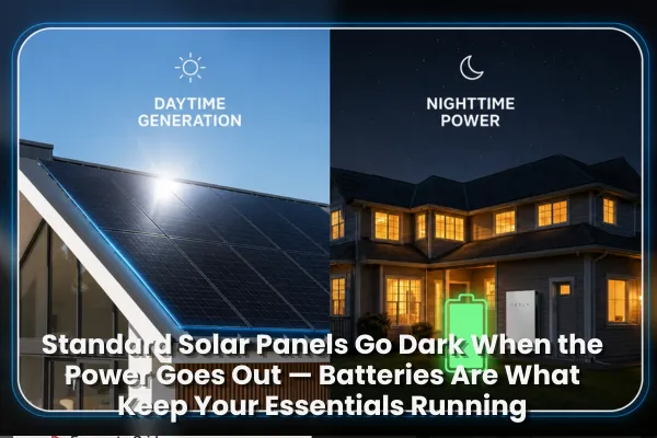 Standard Solar Panels Go Dark When the Power Goes Out — Batteries Are What Keep Your Essentials Running