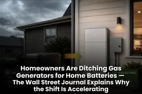 Homeowners Are Ditching Gas Generators for Home Batteries — The Wall Street Journal Explains Why the Shift Is Accelerating