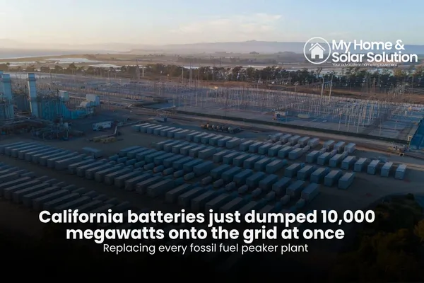 California batteries just dumped 10,000 megawatts onto the grid at once - Replacing every fossil fuel peaker plant 