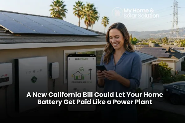 Home battery icon connected to a grid capacity market chart