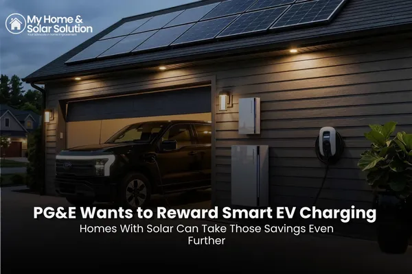 A new Chevrolet EV charging in a Northern California garage powered by rooftop solar and a home battery.