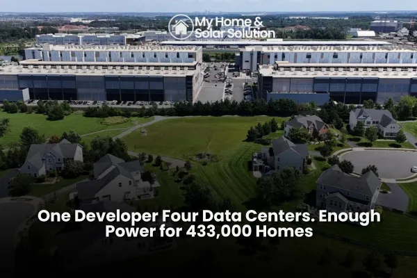 Four large data center buildings under construction in Santa Clara with cranes, next to a quiet residential neighborhood.