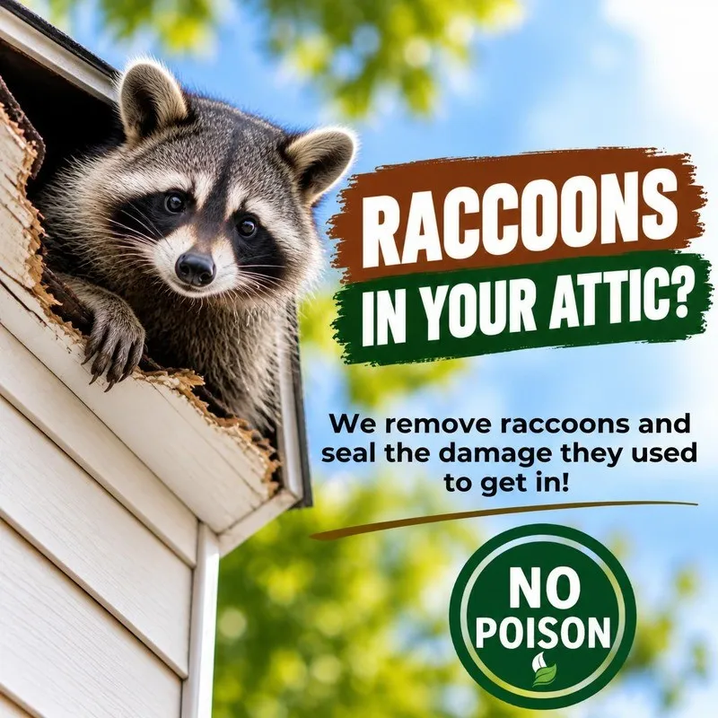 Raccoon in an attic - North Shore Wildlife raccoon removal, no poison