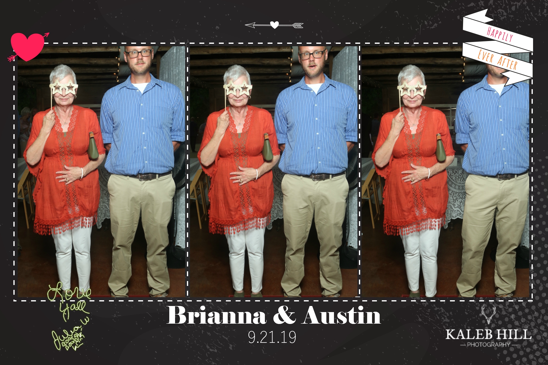 Corporate event photo booth experience with branded multi-image print layout.