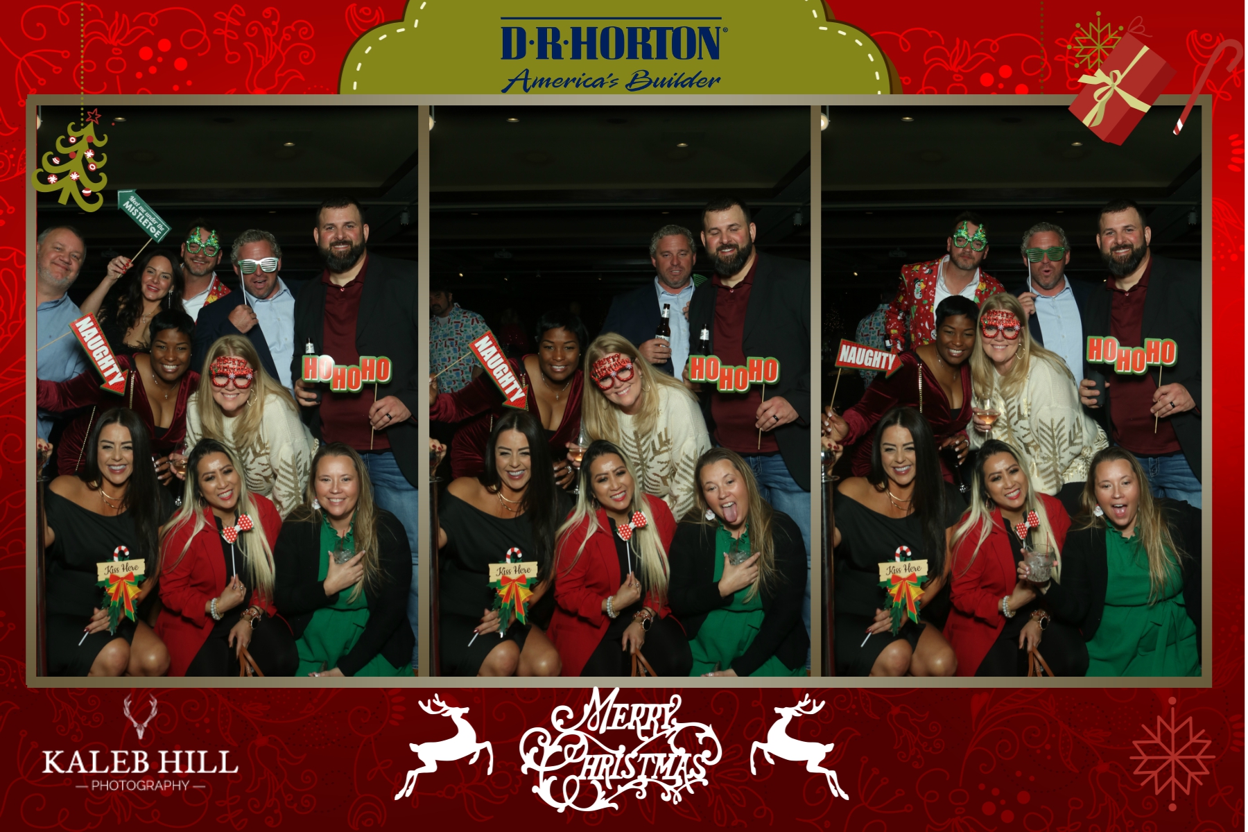 Petal Mississippi corporate holiday party photo booth with Christmas props